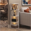 Furinno PASIR 4-Tier LED Open Corner Shelf Bookcase 9.3 x 12 x 41.4. White