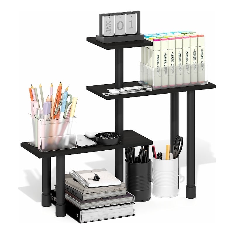 Furinno TURN-N-TUBE 3-Tier Adjustable Desktop Organizer. Espresso