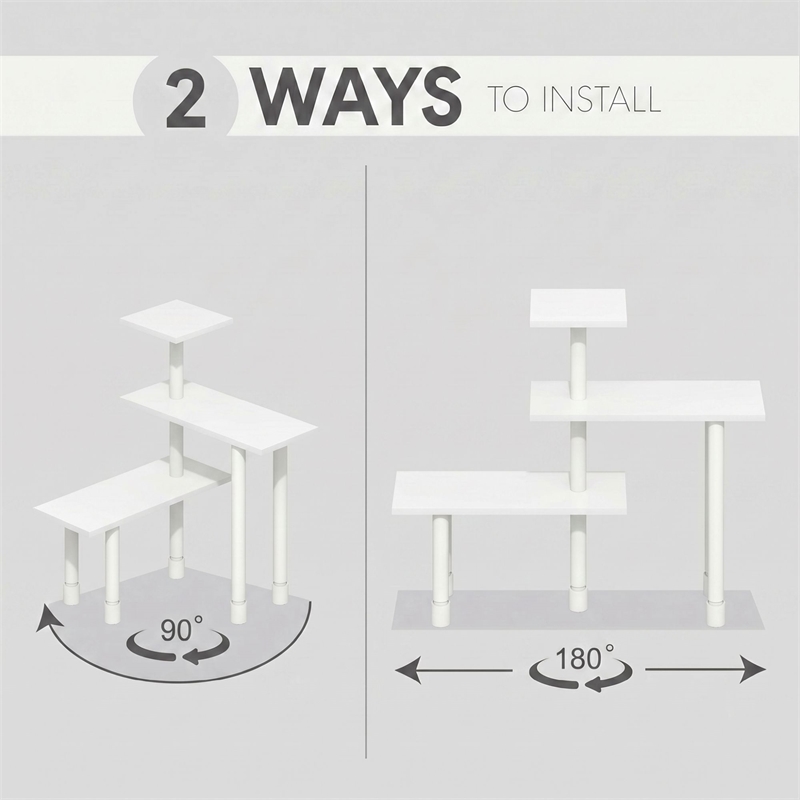 Furinno TURN-N-TUBE 3-Tier Adjustable Desktop Organizer. White