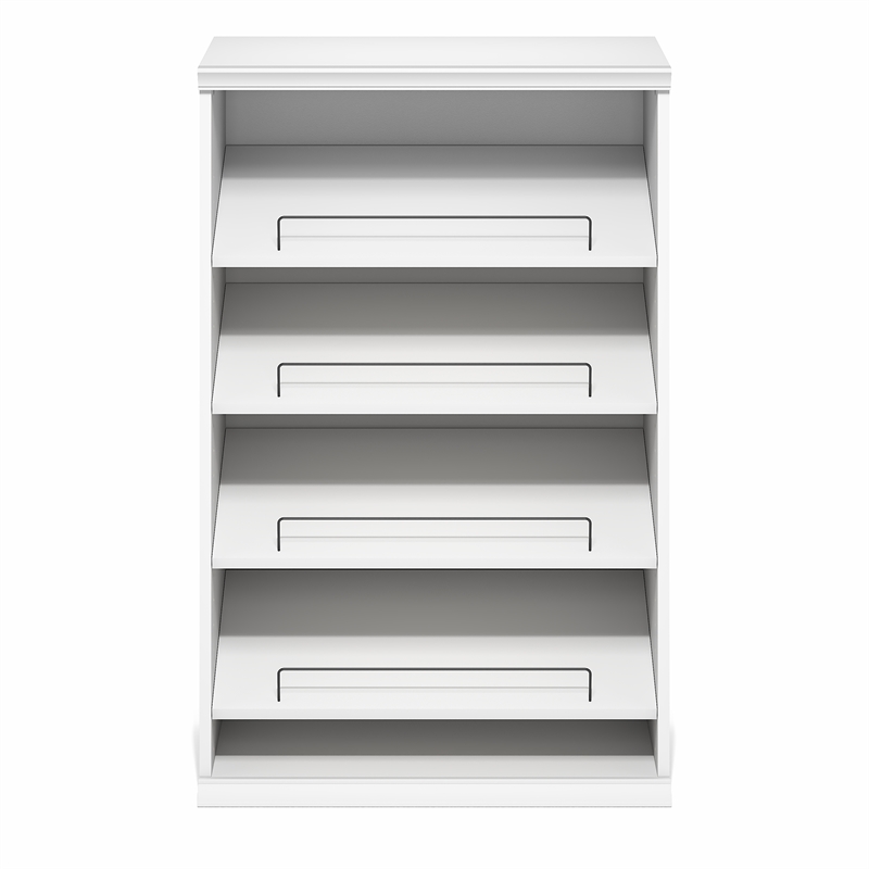 Furinno FANO 4-Tier Stackable Shoe Rack with Adjustable Angled Shelves. White