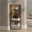 Furinno PASIR 3-Tier Corner LED Lights Open Shelves Bookcase. Amber Pine