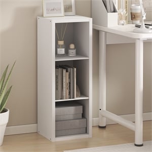 Furinno CUBICLE 3-Cube Extra Thick Frame Reversible Closed Back Bookcase. White