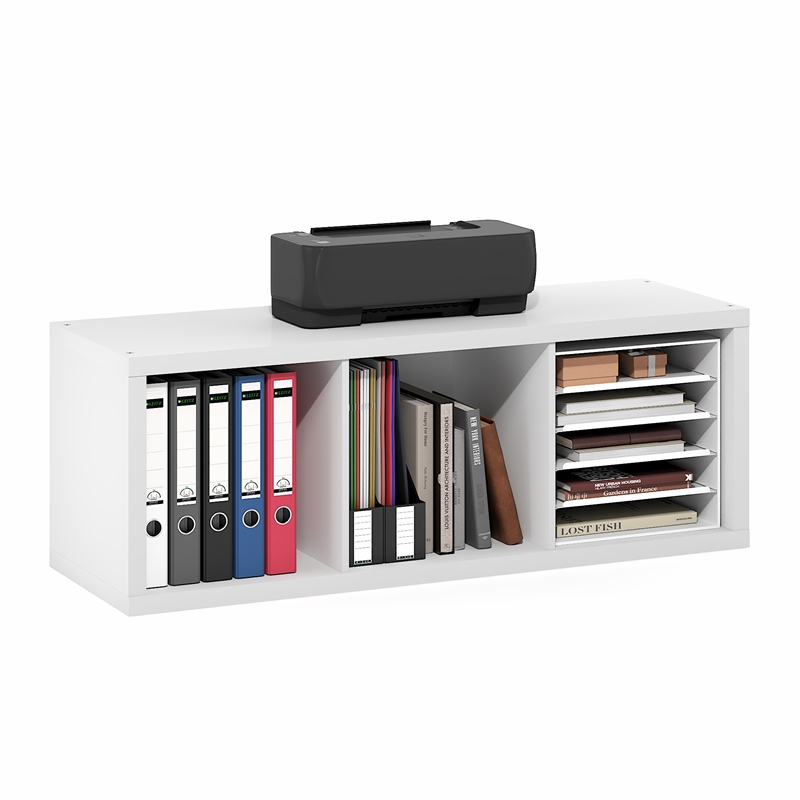Furinno CUBICLE 3-Cube Extra Thick Frame Reversible Closed Back Bookcase. White