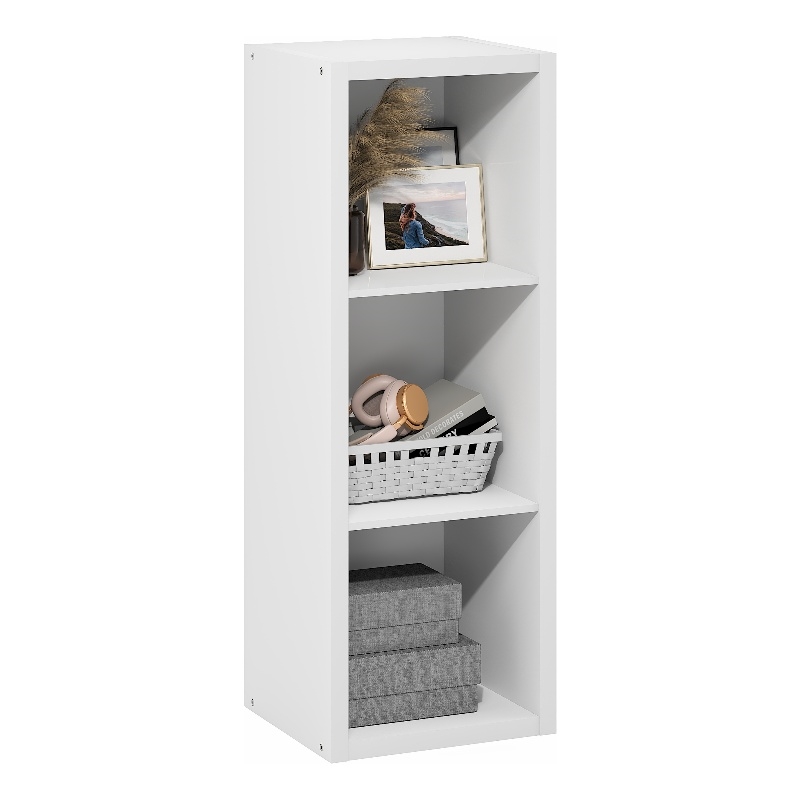 Furinno CUBICLE 3-Cube Extra Thick Frame Reversible Closed Back Bookcase. White
