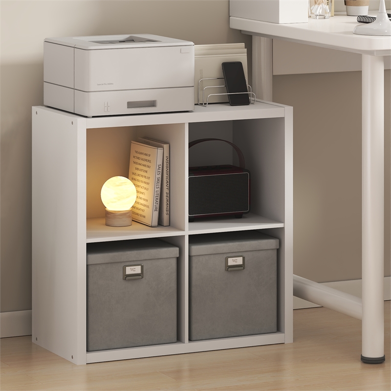 Furinno CUBICLE 4-Cube Extra Thick Frame Reversible Closed Back Bookcase. White