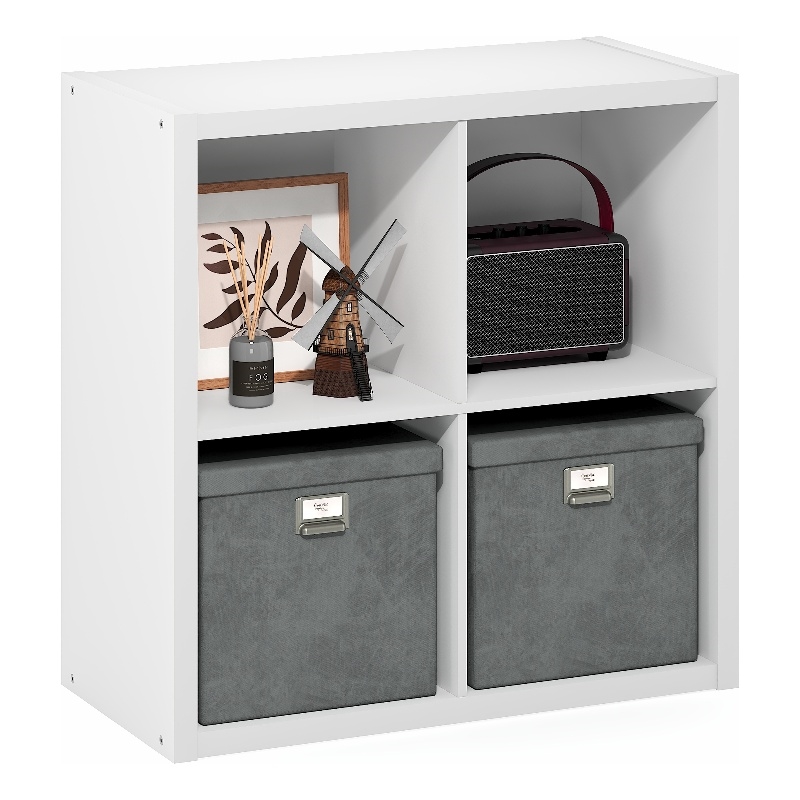 Furinno CUBICLE 4-Cube Extra Thick Frame Reversible Closed Back Bookcase. White
