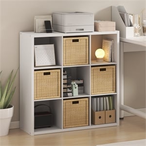 Furinno CUBICLE 9-Cube Extra Thick Frame Reversible Closed Back Bookcase. White