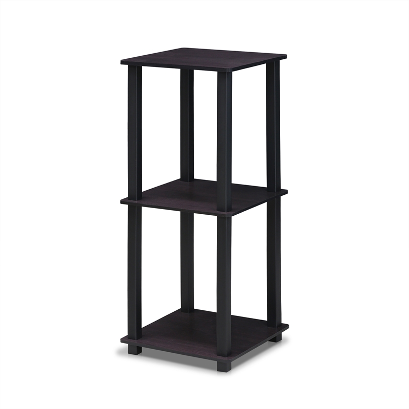 Furinno SIMPLISTIC Set of 2 2-Tier Easy Assembly Nightstand. Dark Walnut