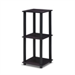 Furinno SIMPLISTIC Set of 2 2-Tier Easy Assembly Nightstand. Dark Walnut