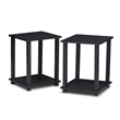 Furinno SIMPLISTIC Set of 2 2-Tier Easy Assembly Nightstand. Dark Walnut