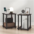 Furinno SIMPLISTIC Set of 2 2-Tier Easy Assembly Nightstand. Dark Walnut