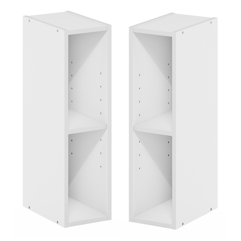 Furinno FULDA Set of 2. 2-Tier 6-In Width Narrow Bookcase. White