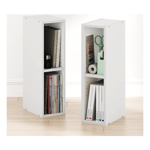 Furinno FULDA Set of 2. 2-Tier 6-In Width Narrow Bookcase. White