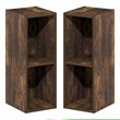 Furinno FULDA Set of 2. 2-Tier 8-In Width Narrow Bookcase. Amber Pine