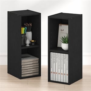Furinno FULDA Set of 2. 2-Tier 8-In Width Narrow Bookcase. Blackwood