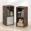 Furinno FULDA Set of 2. 2-Tier 10-In Width Narrow Bookcase. Amber Pine