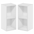 Furinno FULDA Set of 2. 2-Tier 10-In Width Narrow Bookcase. White