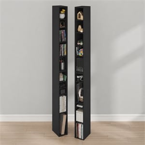 Furinno FULDA Set of 2. 10-Tier Space Saving Storage Shelf Bookcase. Blackwood