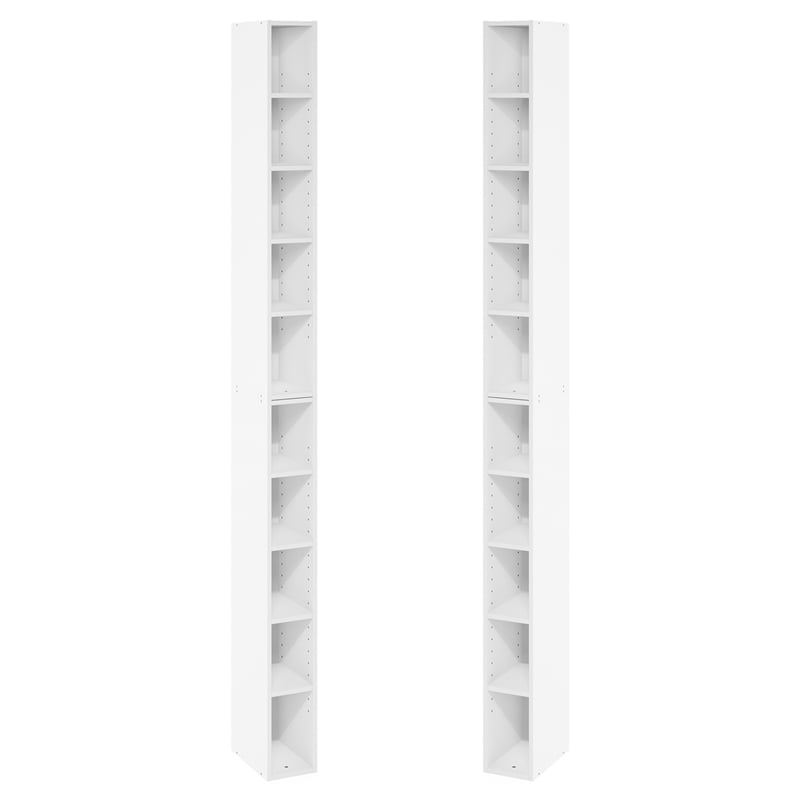 Furinno FULDA Set of 2. 10-Tier Space Saving Storage Shelf Bookcase. White