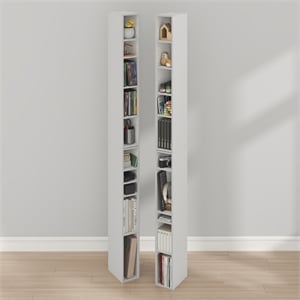 Furinno FULDA Set of 2. 10-Tier Space Saving Storage Shelf Bookcase. White
