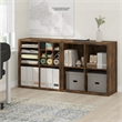 Furinno CUBICLE Set of 2. 4-Cube Thick Frame Reversible Bookcase. Amber Pine