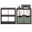 Furinno CUBICLE Set of 2. 4-Cube Thick Frame Reversible Bookcase. Black Dark Oak