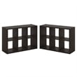 Furinno CUBICLE Set of 2. 6-Cube Thick Frame Reversible Bookcase. Black Dark Oak