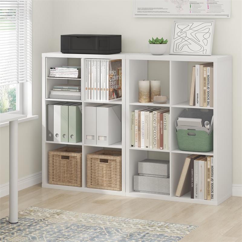 Furinno CUBICLE Set of 2. 6-Cube Thick Frame Reversible Bookcase. White