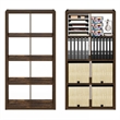 Furinno CUBICLE Set of 2. 8-Cube Thick Frame Reversible Bookcase. Amber Pine