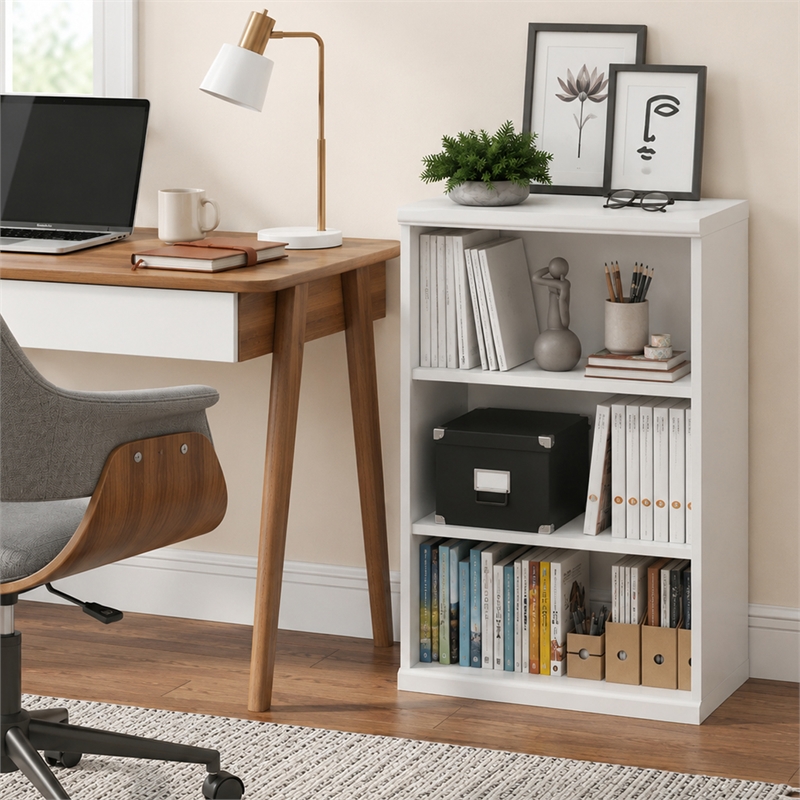 Furinno FANO 3-Tier Adjustable Stackable Bookcase. 15.9 x 23.6 x 36.2 White