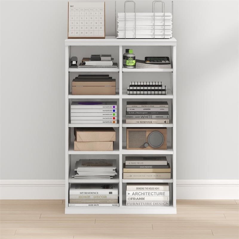 Furinno FANO 12-Cube Adjustable Bookshelf. Stackable Open Shelf Bookcase. White