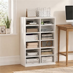 Furinno FANO 12-Cube Adjustable Bookshelf. Stackable Open Shelf Bookcase. White