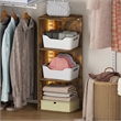 Furinno PASIR 3-Tier Corner LED Lights Closet Organizers and Storage. Amber Pine