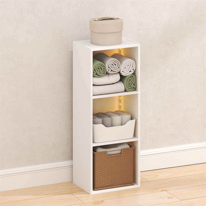 Furinno LUDER 3-Cube LED Lights Closet Organizers and Storage. White
