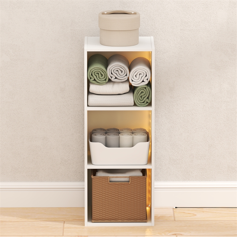 Furinno LUDER 3-Cube LED Lights Closet Organizers and Storage. White