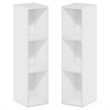 Furinno FULDA Set of 2. 3-Tier 8-In Width Narrow Bookcase. White