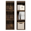Furinno FULDA Set of 2. 3-Tier 10-In Width Narrow Bookcase. Amber Pine