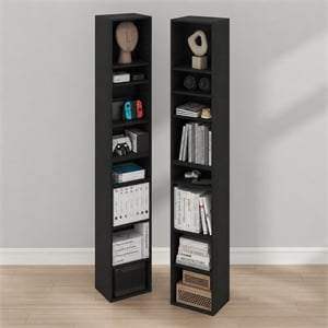 Furinno PASIR Set of 2. 8-Tier Open Shelf Bookcase. 9.3 x 11.8 x 70.9. Blackwood