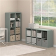 Furinno CUBICLE Set of 2. 8-Cube Thick Frame Reversible Bookcase. Sage Green