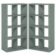Furinno CUBICLE Set of 2. 8-Cube Thick Frame Reversible Bookcase. Sage Green