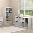Furinno CUBICLE Set of 2. 8-Cube Thick Frame Reversible Bookcase. White