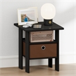 Furinno TIDUR Open Shelf Nightstand with Storage Bin. End Table. Americano