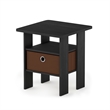 Furinno TIDUR Open Shelf Nightstand with Storage Bin. End Table. Americano
