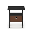 Furinno TIDUR Open Shelf Nightstand with Storage Bin. End Table. Americano