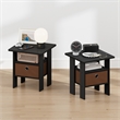 Furinno TIDUR Open Shelf Nightstand with Storage Bin. End Table. Americano