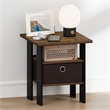 Furinno TIDUR Open Shelf Nightstand with Storage Bin. End Table. Columbia Walnut