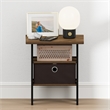 Furinno TIDUR Open Shelf Nightstand with Storage Bin. End Table. Columbia Walnut