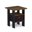 Furinno TIDUR Open Shelf Nightstand with Storage Bin. End Table. Columbia Walnut