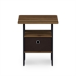 Furinno TIDUR Open Shelf Nightstand with Storage Bin. End Table. Columbia Walnut