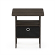 Furinno TIDUR Open Shelf Nightstand with Storage Bin. End Table. Dark Brown